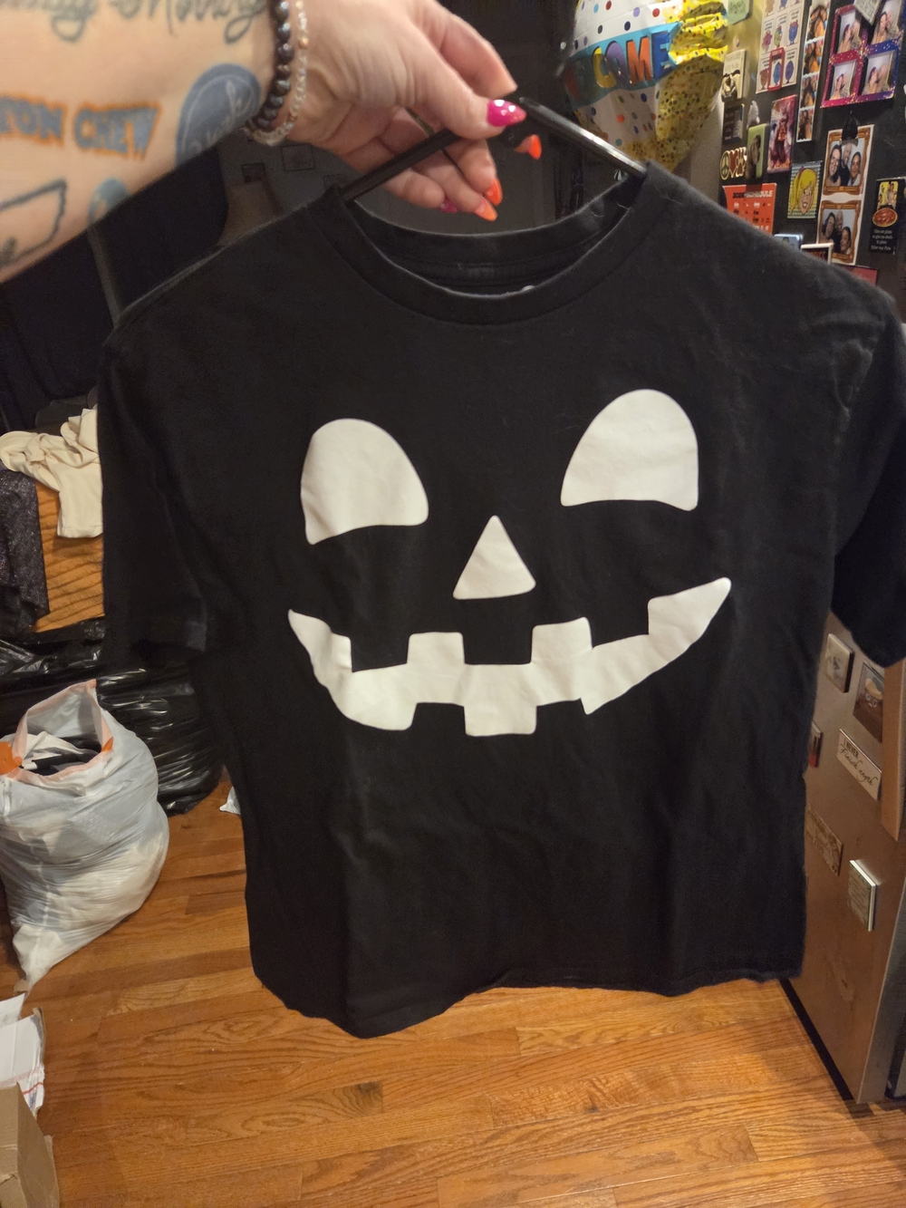 Celebrate It Black Tee with White Jack-O'-Lantern Face